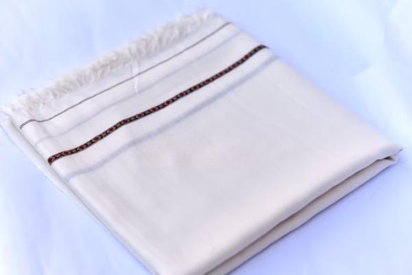 Swati Ring Half White Handmade Shawl